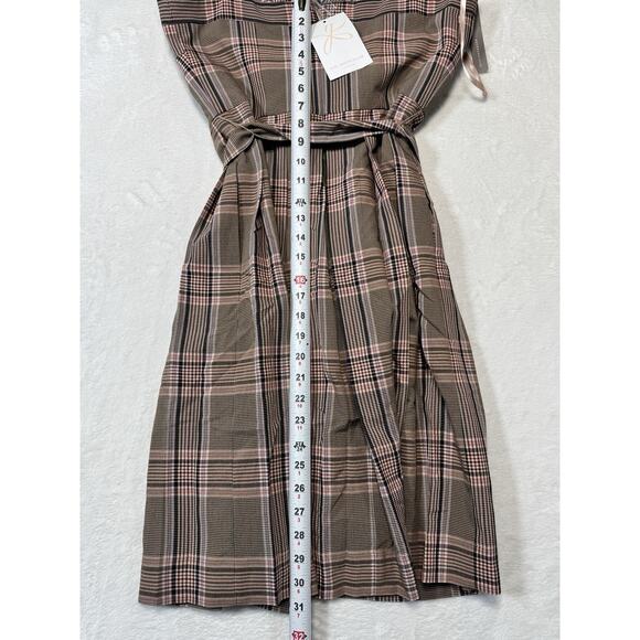 Gal Meets Glam Dress Madison Tie Front Retro 60s Apron Pinafore Plaid Pink Sz 6 - Picture 8 of 8